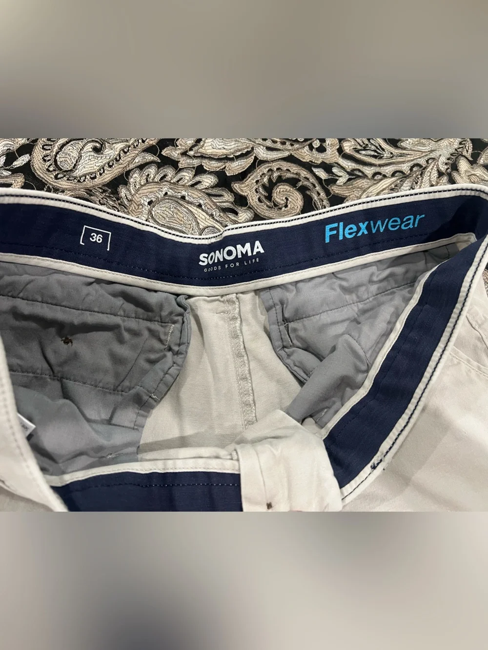 Sonoma Navy and Light Gray Patterned Swim Trunks
